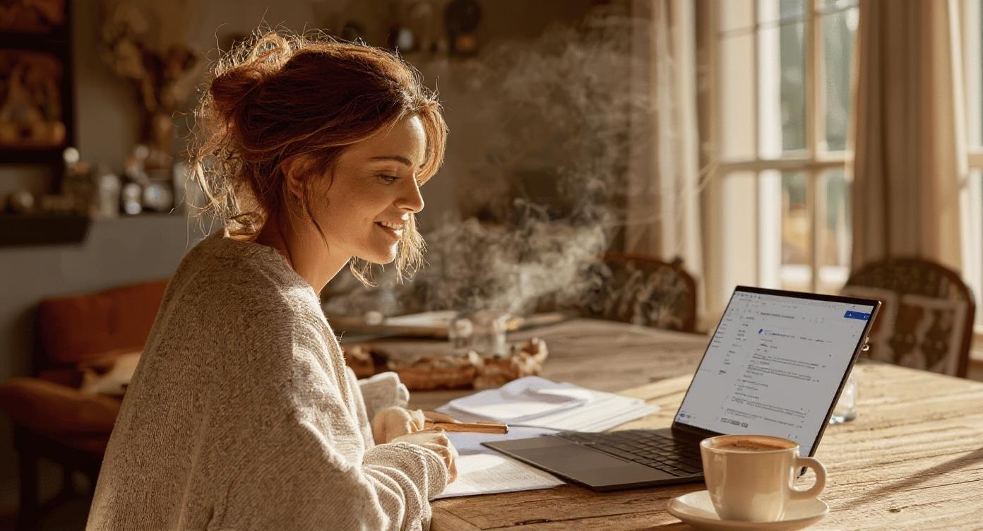 Como Criar um Ebook no Google Docs Grátis Mulher criando ebook no Google Docs grátis em um ambiente de trabalho, mostrando como criar ebook google docs grátis passo a passo.