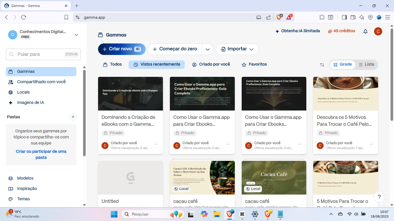 como criar ebook no gamma app