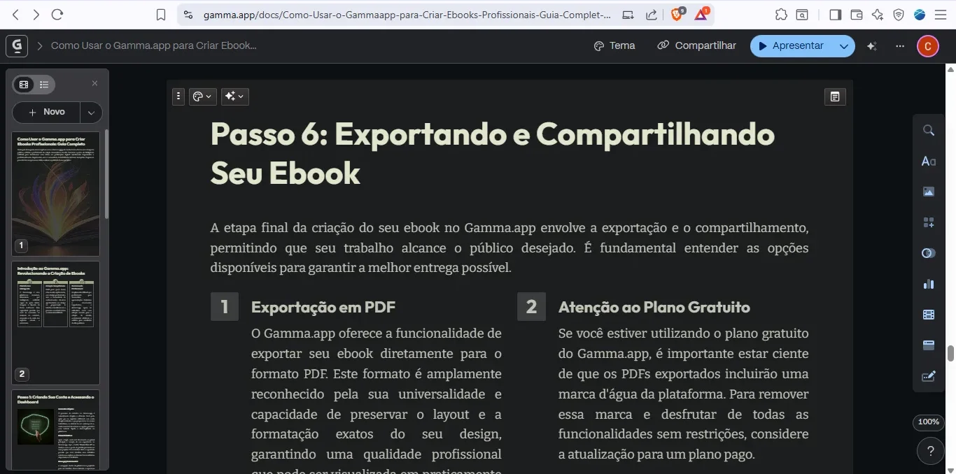 Como Gerar um Ebook com Gamma App