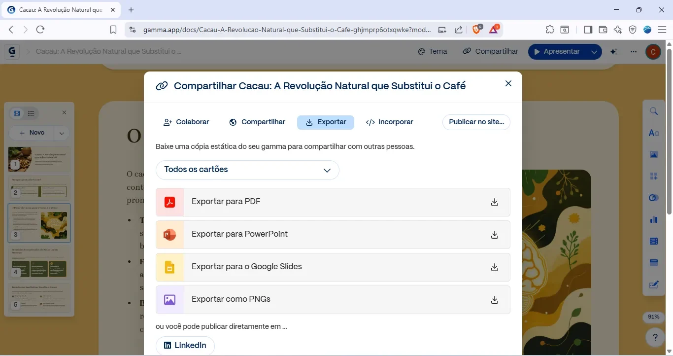apresentação no gamma app
