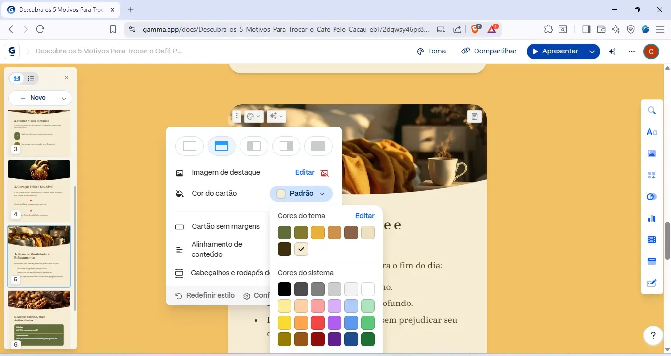 Criar Post Carrossel para Instagram no Gamma App