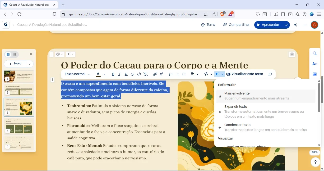 apresentação no gamma app