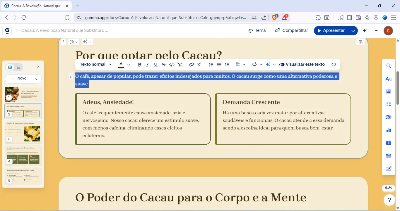 apresentação no gamma app