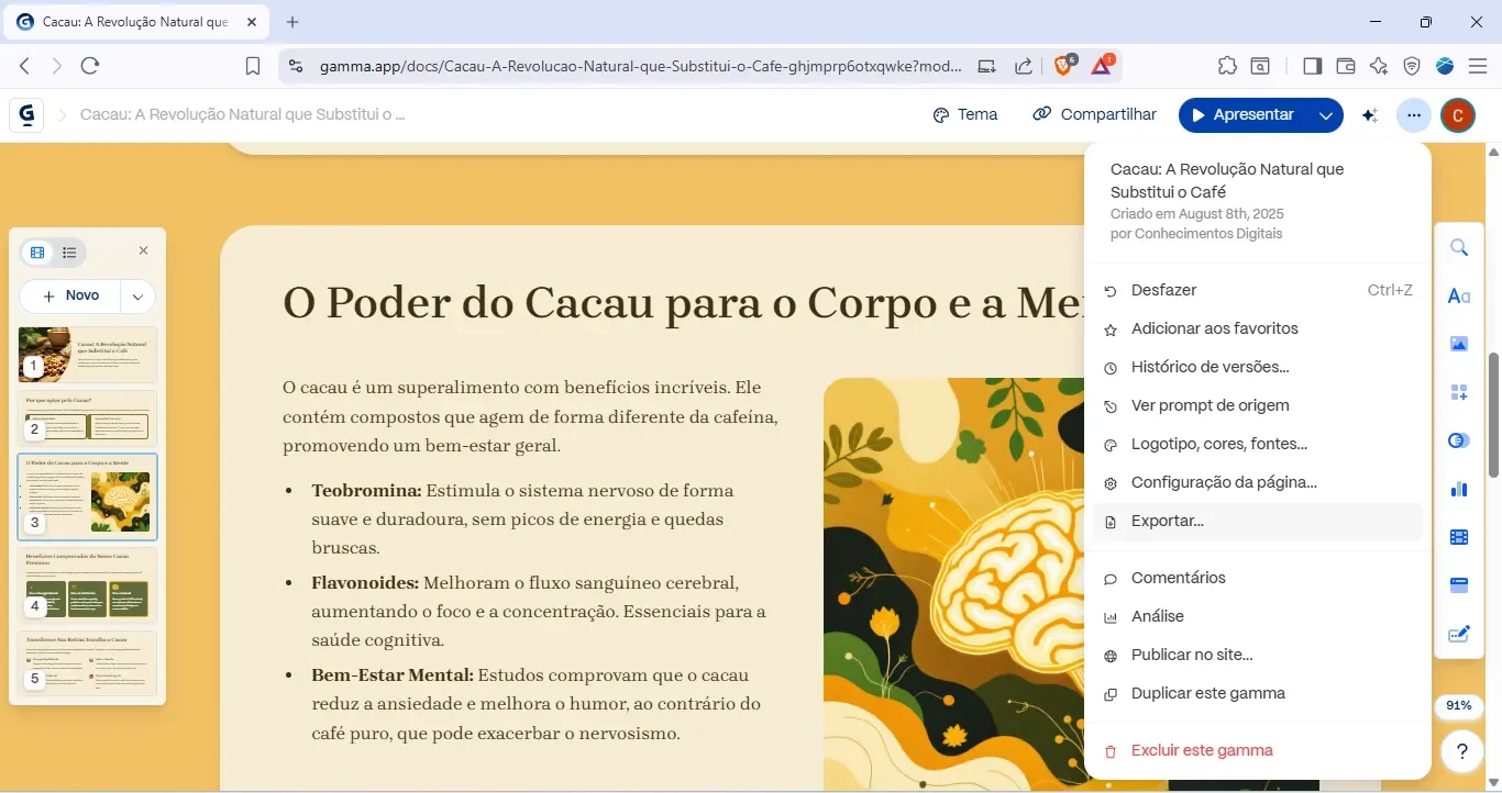 apresentação no gamma app