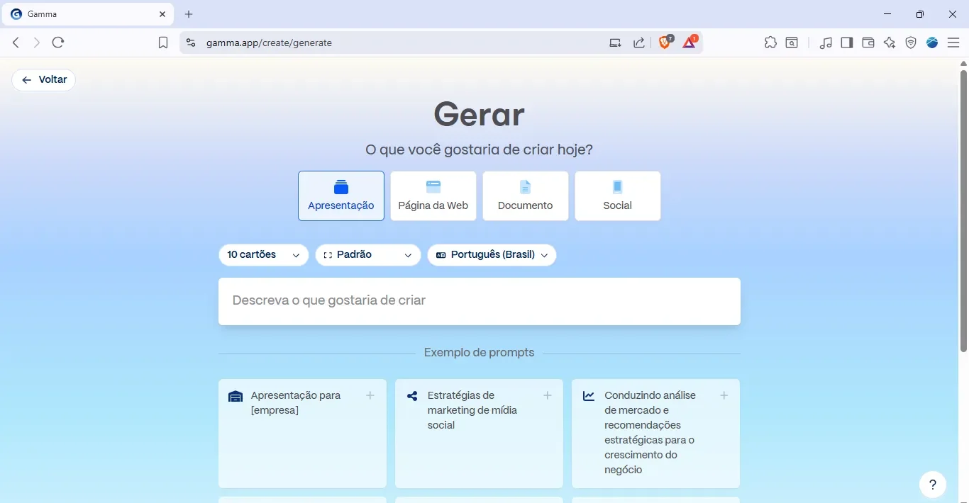 apresentação no gamma app