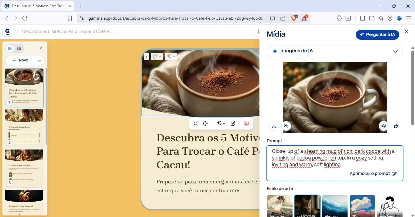 Criar Post Carrossel para Instagram no Gamma App