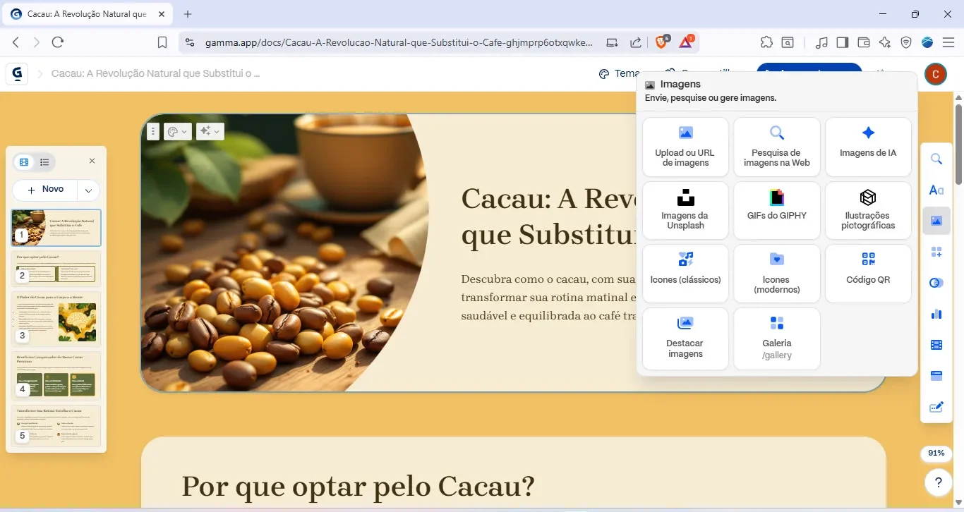 apresentação no gamma app