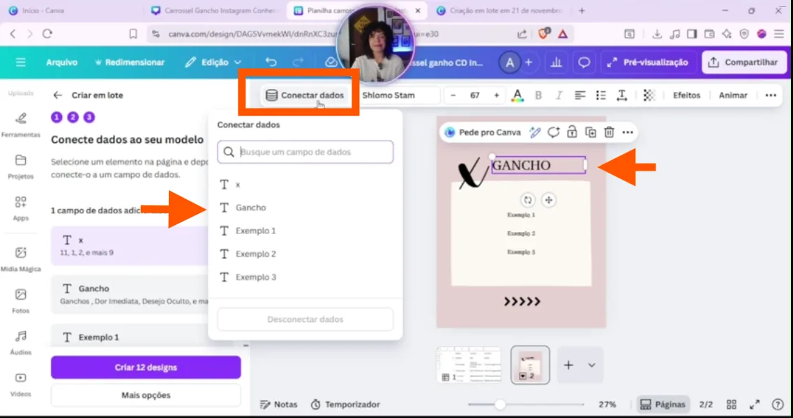 carrossel criar em lote