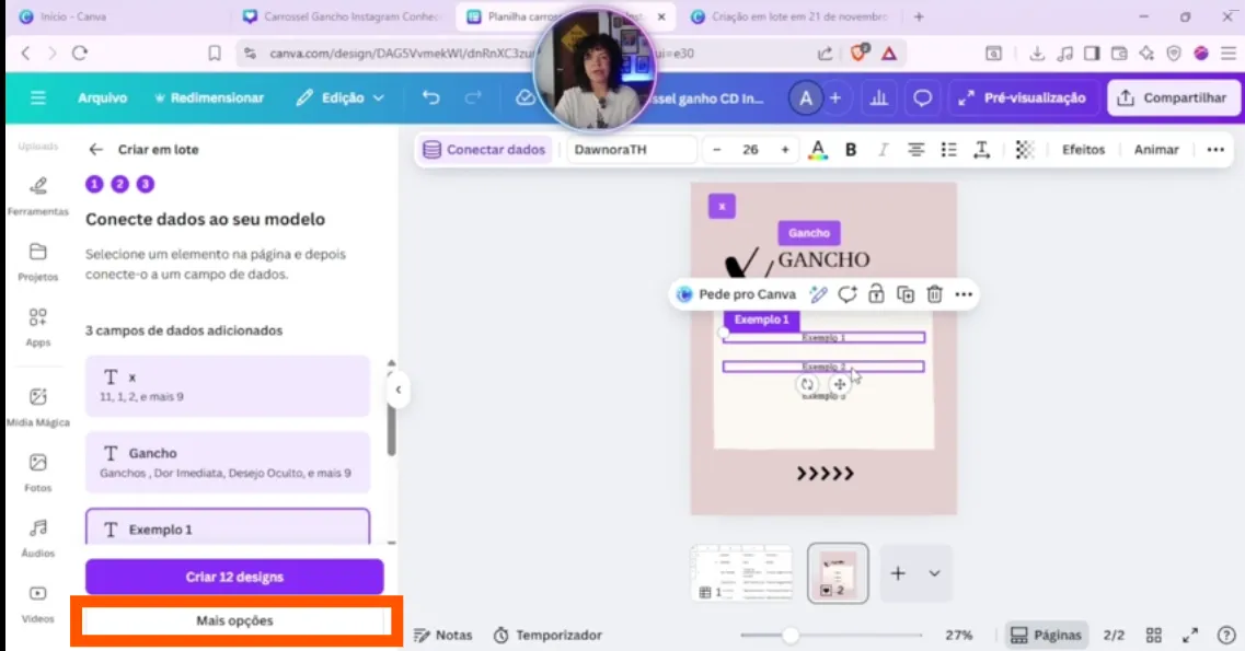 carrossel criar em lote